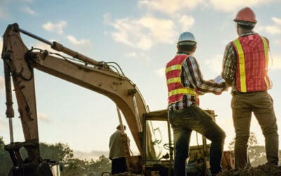 construction works with backhoe